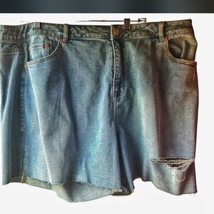 Eloquii Blue Denim Raw Hem Shorts Size 22 NWT
